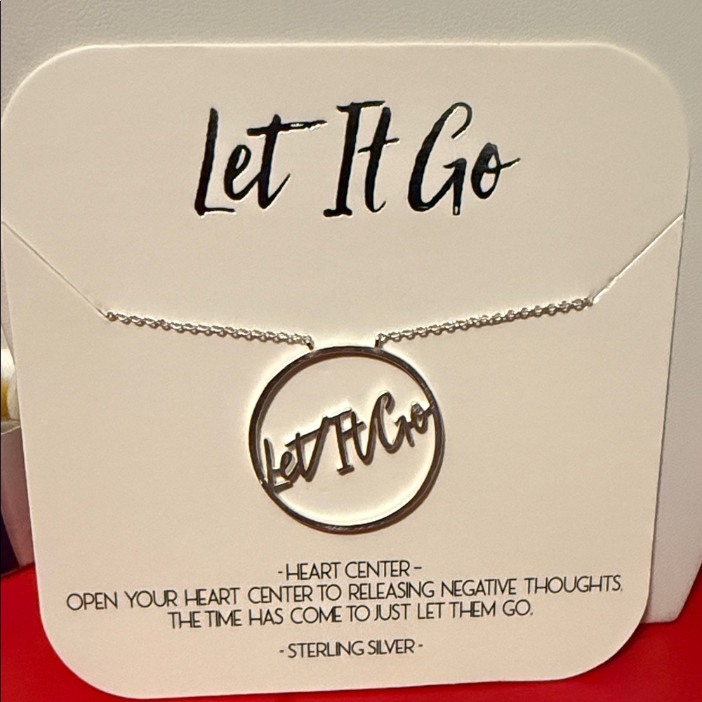 Let It Go Sterling Silver Circle Script Necklace - Silver